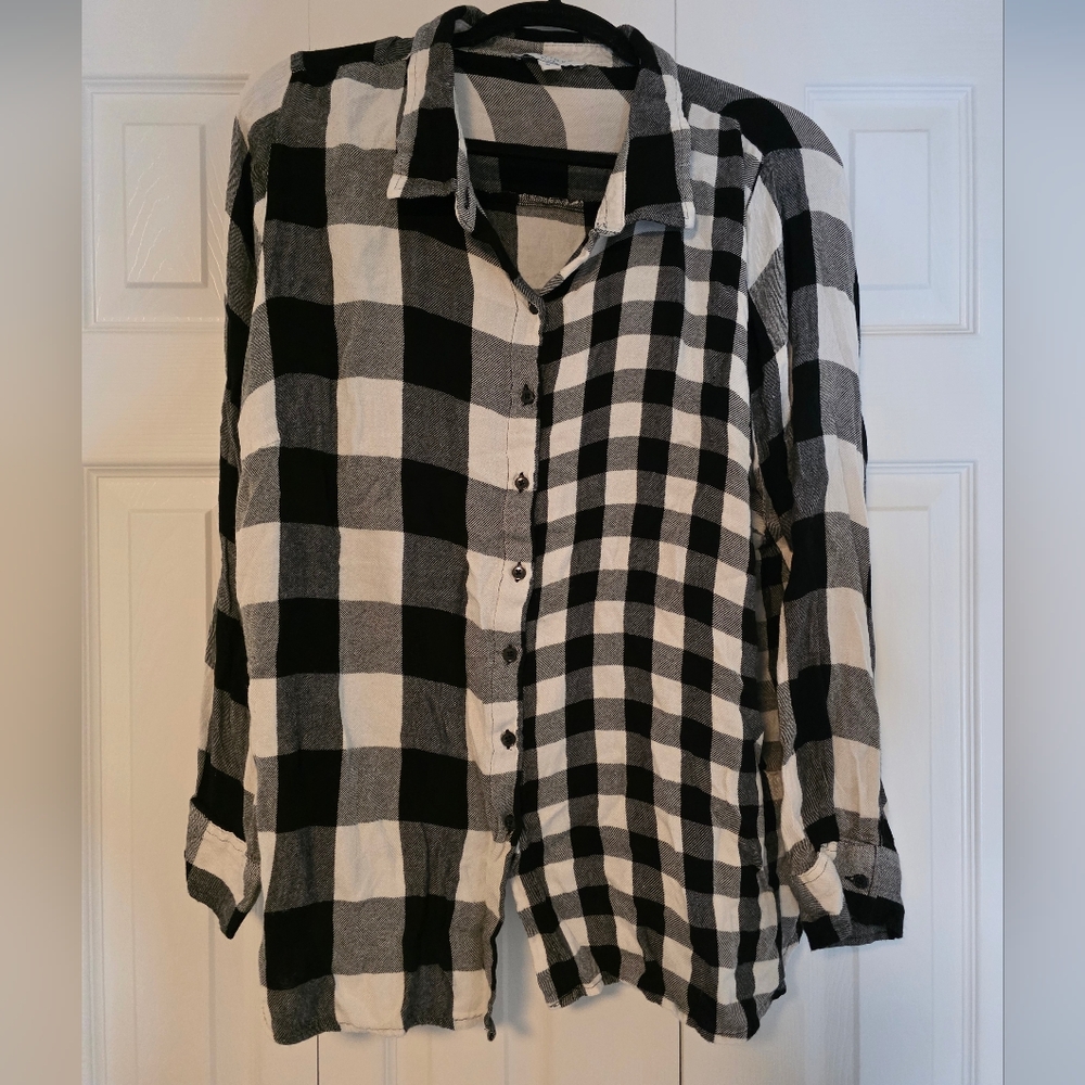 Black and White Checkered Button Down Shirt